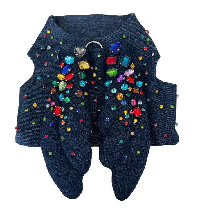 Pet easy-to-wear and take-off design clothes3D Wing Harness in Denim Blue