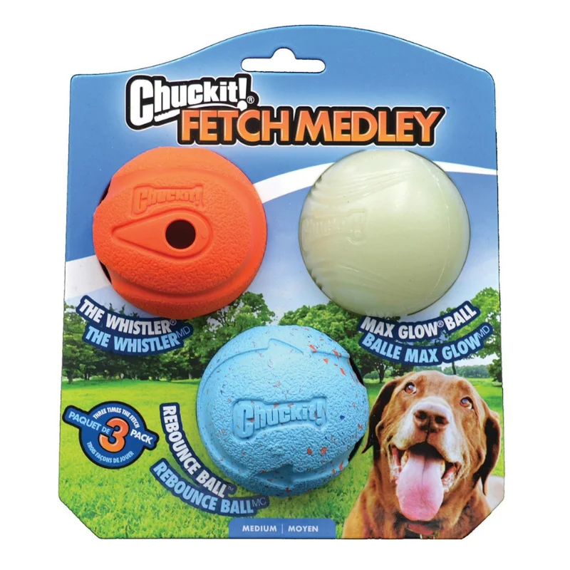 - Wooden pet toy recommendationsChuckit! Fetch Medley Balls Dog Toy Gen1 3-pack