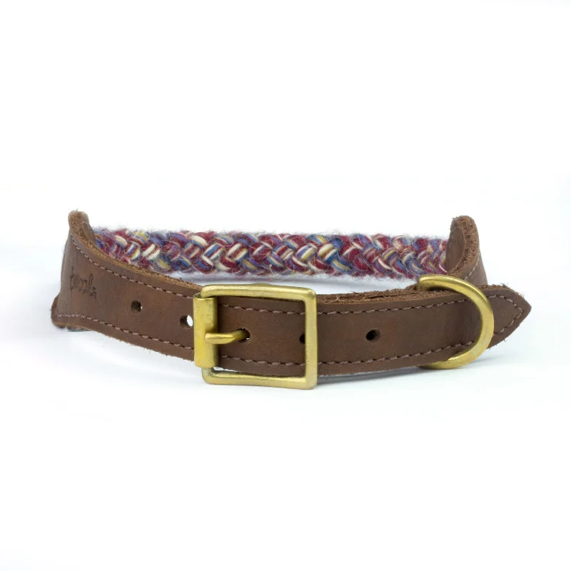 ---Purple Multi Braided 100% British Wool Dog Collar