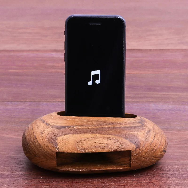 Pet ProductsRock Out Egg-Shaped Teak Wood Phone Speaker from Thailand