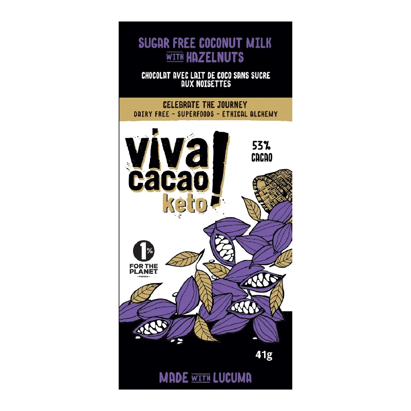 - Pet diabetes prescription foodViva Cacao Sugar-free Coconut Milk Chocolate Bar with Hazelnuts - 41g