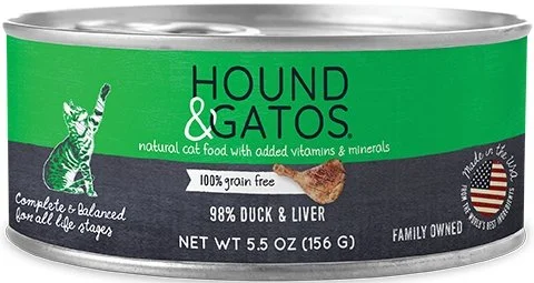   - Natural ingredient cat food  Hound & Gatos Grain Free 98% Duck & Liver for Cat