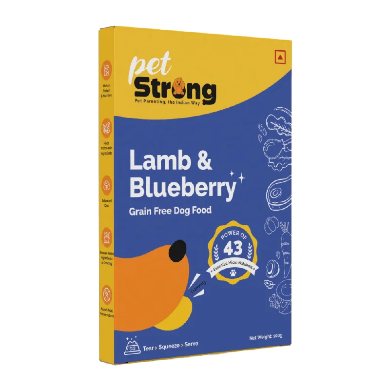 - Pet stroller can be taken on the planePetStrong Lamb and Blueberry Grain Free Fresh Food for Dogs (100g)