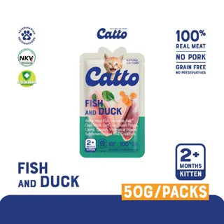    - Chicken flavor cat food  Catto Fish and Duck Kitten Wet Food