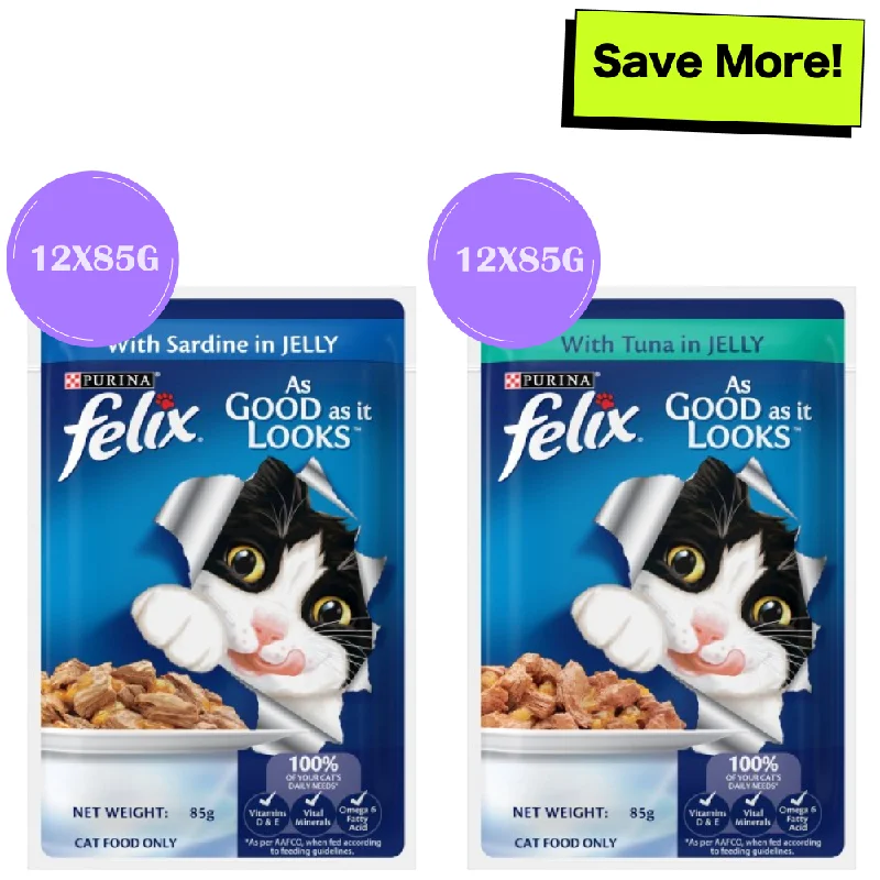 - Natural latex pet mattressPurina Felix Sardine and Tuna with Jelly Adult Cat Wet Food Combo