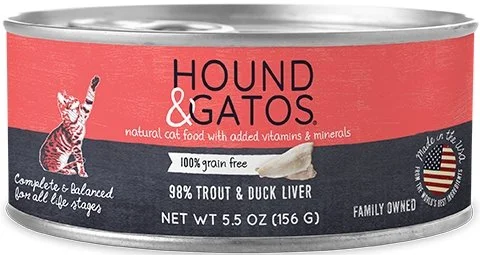  . **Brand-Related**  Hound & Gatos Grain Free 98% Trout & Duck Liver for Cat