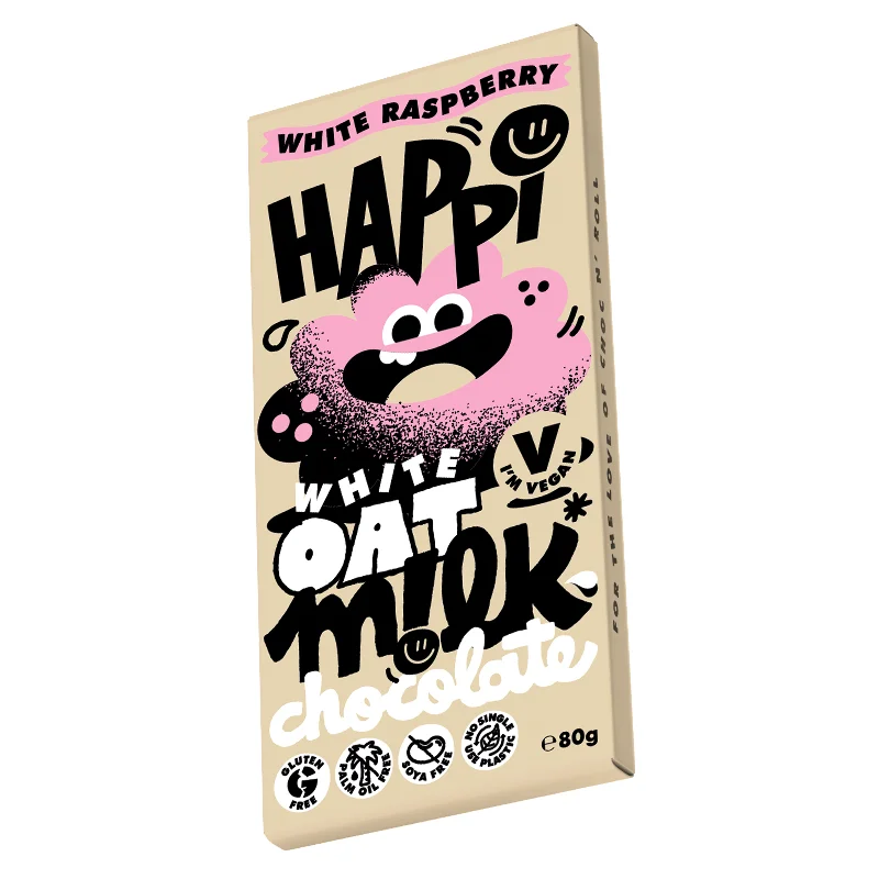 - Teething and chewing toys for puppiesHappi White Raspberry Oat Milk Chocolate - 80g