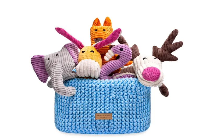 - ​​Pet toys under    yuanBowl and Bone Blue Double Cotton Dog Toy Storage Basket