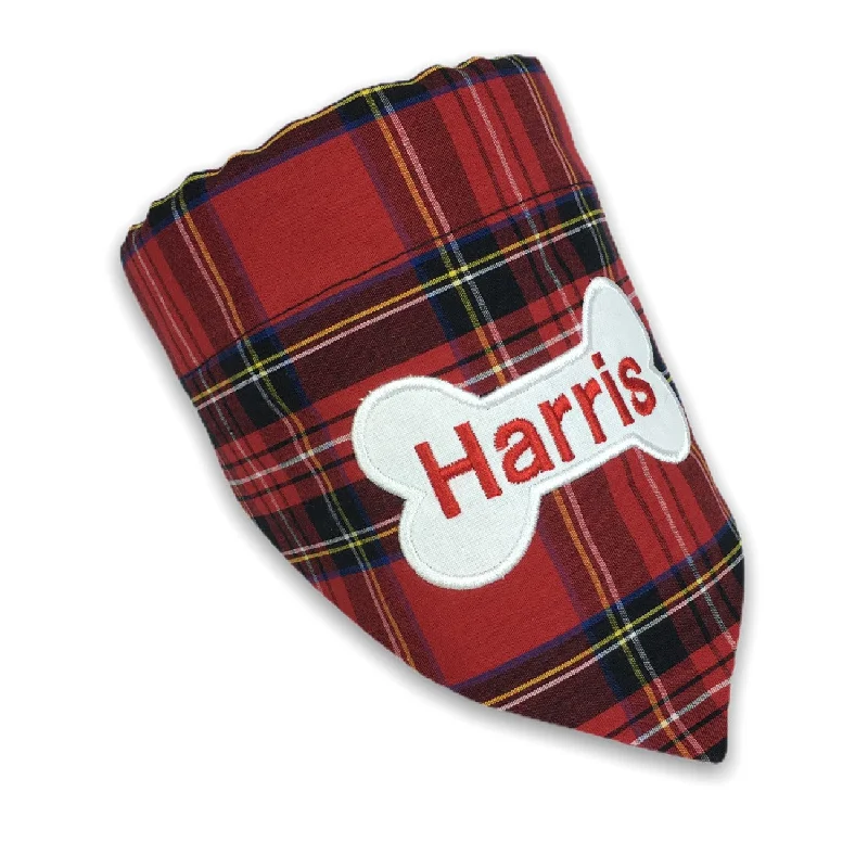  -Explosion-proof leash FOR LARGE dogsPersonalised Red Tartan Bone Dog Bandana