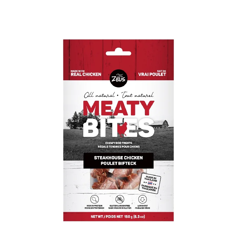 - Food for sterilized dogsZeus Meaty Bites Dog Treats, Steakhouse Chicken