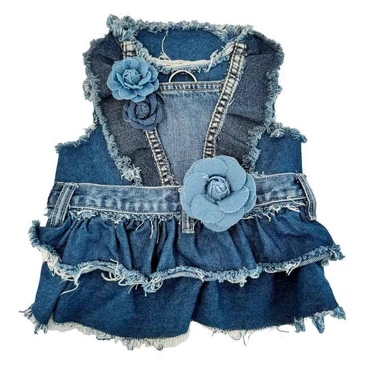 Pet Halloween clothesDenim Rose Harness Dress