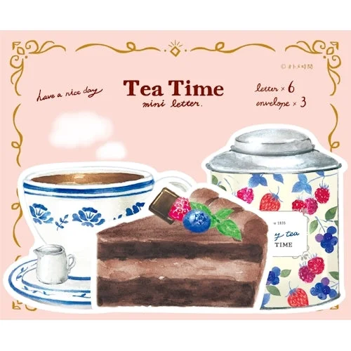 ---Furukawa Shiko Otome Time Paper Works Mini Letter Set Die-Cut Tea Time Berry