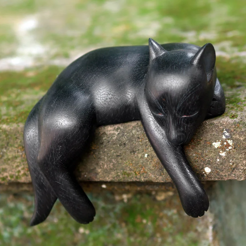 - Air box TSA certified check-inKintamani Dog Black Wood Sleeping Dog Statuette from Suar Wood