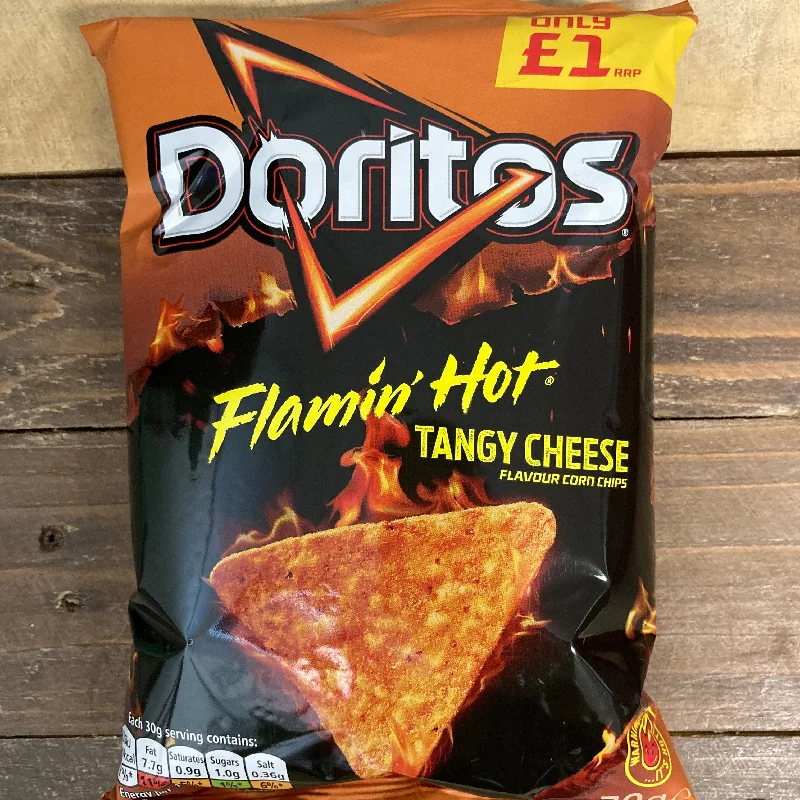 ---6x Doritos Flamin' Hot Tangy Cheese Tortilla Chips £1 Grab Bags (6x70g)