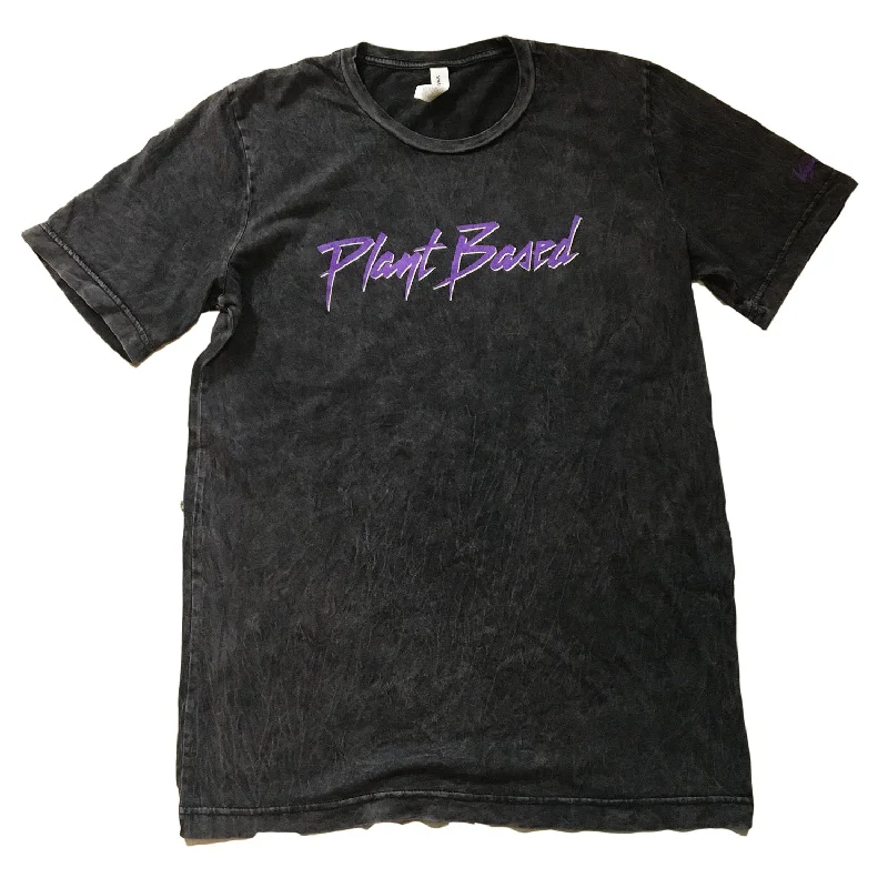 ---Vegan Power Co 'Plant Based' Acid Wash Black Unisex T-Shirt