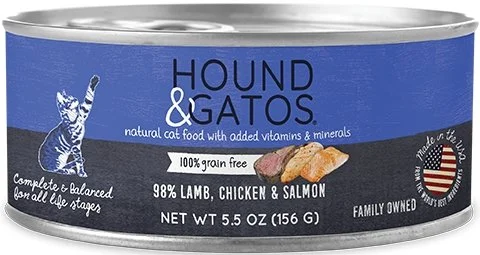    - Purina Pro Plan cat food palatability  Hound & Gatos Grain Free 98% Lamb, Chicken & Salmon for Cat