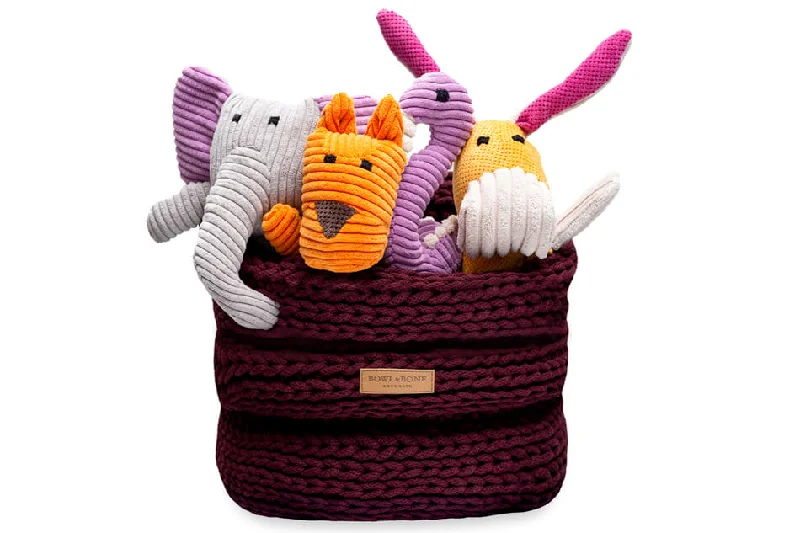 - Natural latex pet mattressBowl and Bone Bordo Ring Dog Toy Storage Basket