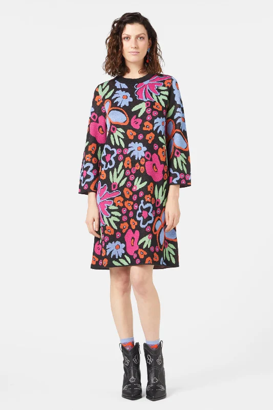 ---Brushed Bouquet Knit Dress