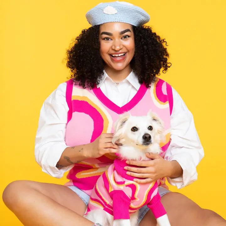 Classification by season or weather:Pink Lemonade Sweater with Matching Human Sweater Vest