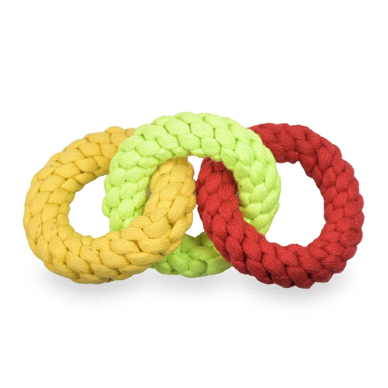 - Natural latex pet mattressSkatrs Triple Ring Rope Chew Toy for Dogs and Cats (Neon Green/Red/Yellow)