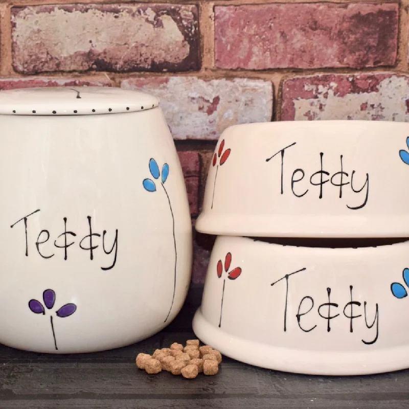 - Pet monitor with cameraPersonalised Petal Design Slanted Dog Bowls and Treat Jar Set