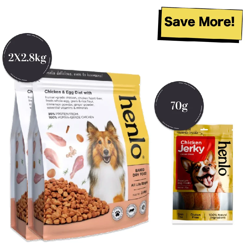 - Automatic temperature adjustment cat bedHenlo Chicken and Egg Baked Dry Food for Adult Dogs & Puppies and Chicken Jerky Treats for Dogs Combo