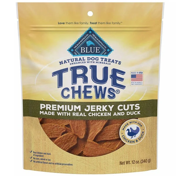 - Hypoallergenic dog foodBlue TrueChew Premium Jerky Cuts Chicken & Duck 340g