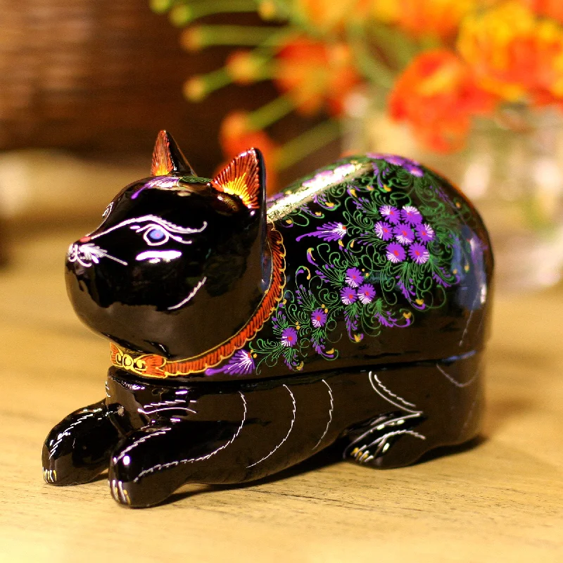 - Pregnant cat delivery room warming boxBlue-Eyed Kitty Cat Unique Lacquerware Mango Wood