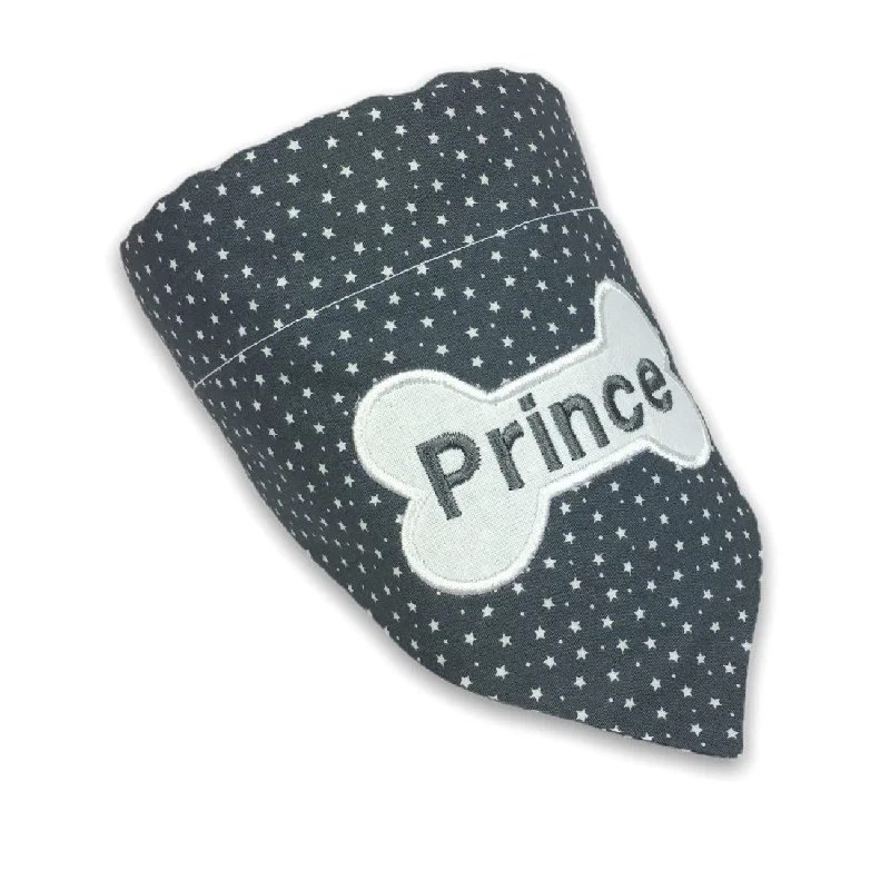 Pet ProductsPersonalised Charcoal Grey/White Stars Dog Bandana