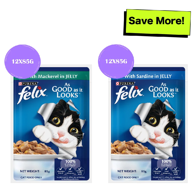 - ​​Christmas pet Christmas clothingPurina Felix Mackerel with Jelly and Sardine with Jelly Adult Cat Wet Food Combo
