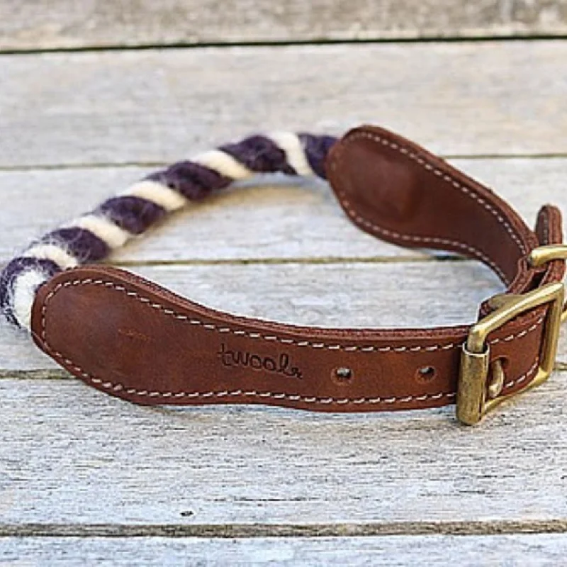 - Postoperative pet anti-licking Elizabethan collarPosh Purple and White 100% British Wool Dog Collar