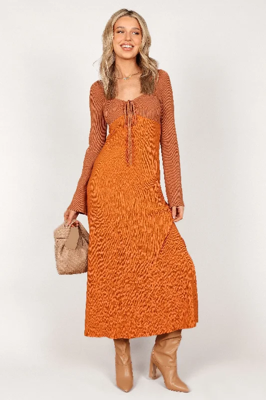 - Automatic induction pet water dispenserLirique Long Sleeve Maxi Dress - Tan/Orange - Automatic induction pet water dispenserLirique Long Sleeve Maxi Dress - Tan/Orange