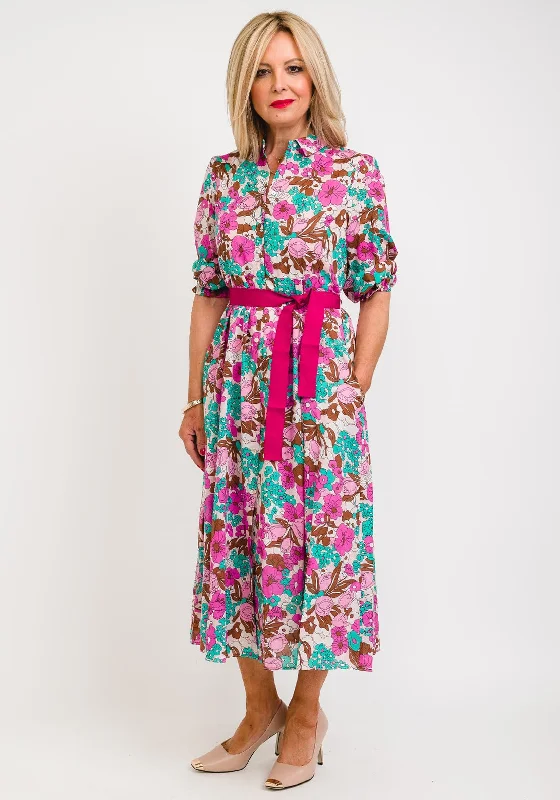 I Blues Austria Relaxed Shirt Midi Dress, Pink Multi